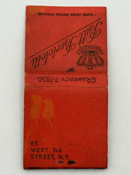 "Bill Bertolotti" Vintage Feature Matchbook