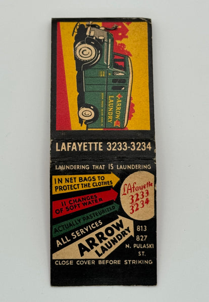 "Arrow Laundry" Baltimore, MD Vintage Feature Matchbook