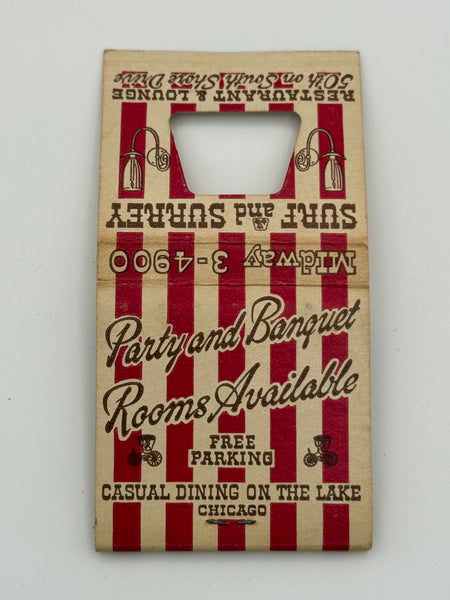 "Surf and Surrey" Chicago, IL Vintage Feature Matchbook with a Knot-Hole Cover!
