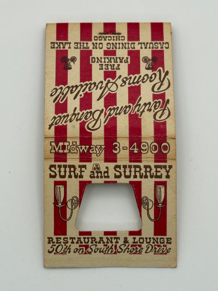 "Surf and Surrey" Chicago, IL Vintage Feature Matchbook with a Knot-Hole Cover!