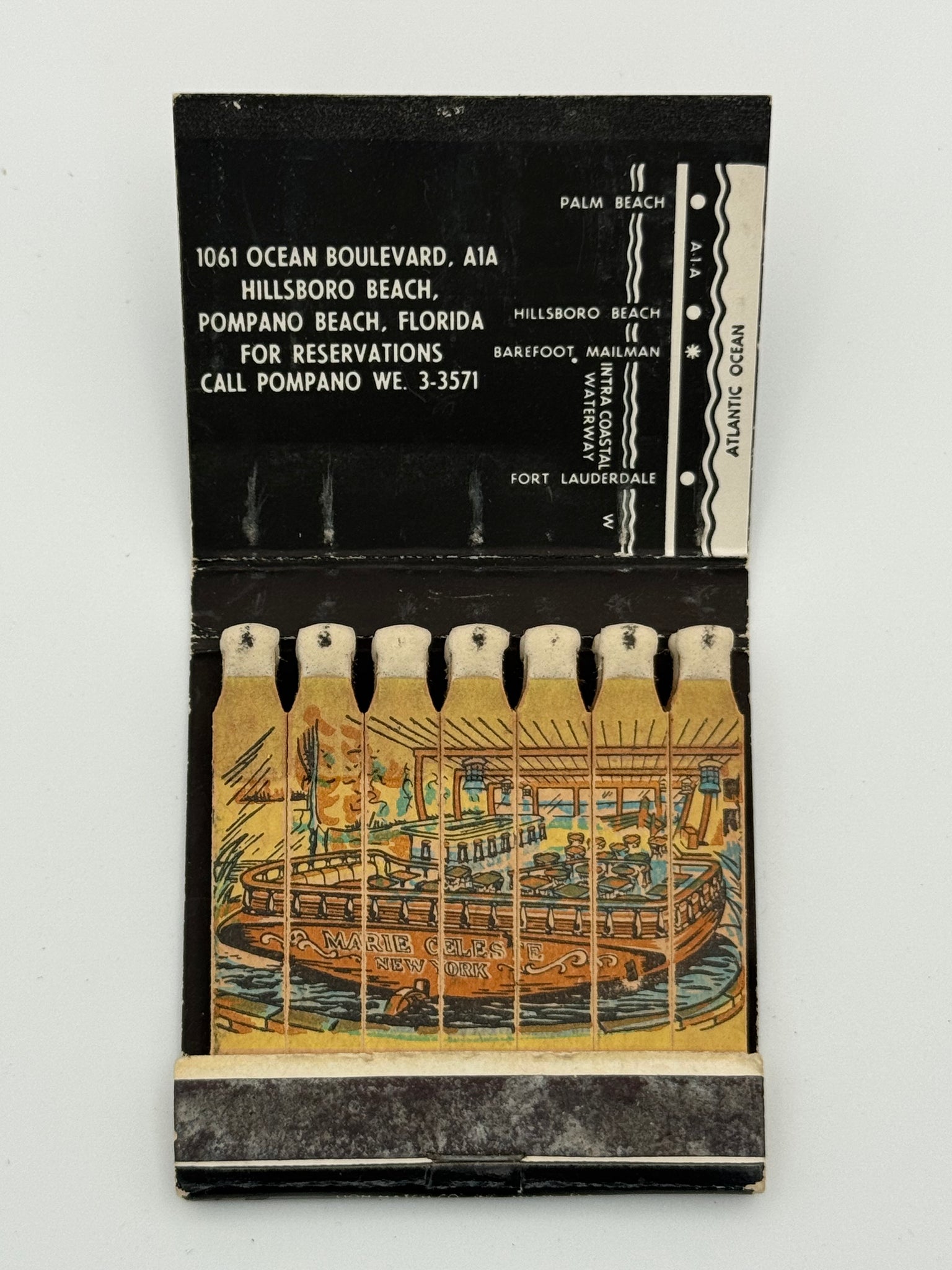 "Barefoot Mailman Hotel" Hillsboro Beach, FL  Vintage Feature Matchbook