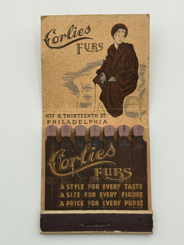 "Corlies Furs" Phila, PA Vintage Feature Matchbook