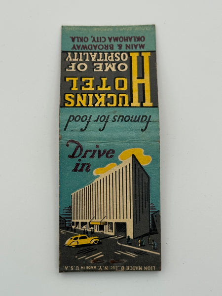 "Huckins Hotel" Oklahoma City, OK Vintage Feature Matchbook