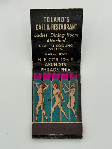 "Toland’s Cafe & Restaurant" Phila, PA Vintage Feature Matchbook