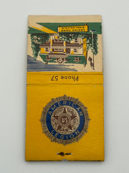 "American Legion" Sterling. CO Vintage Feature Matchbook