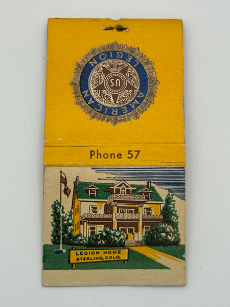"American Legion" Sterling. CO Vintage Feature Matchbook