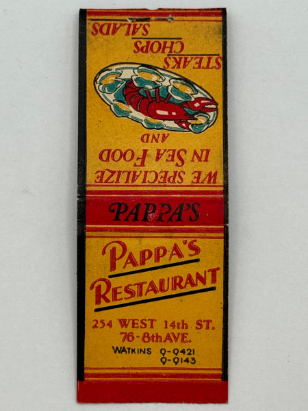 "Pappa’s Restaurant" Vintage Feature Matchbook