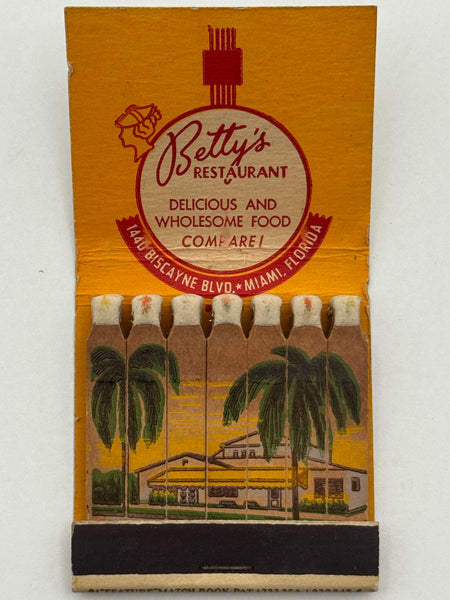 "Betty’s Restaurant" Miami, FL Vintage Feature Matchbook