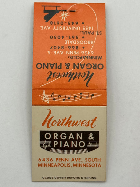 "Northwest Organ & Piano" Minneapolis,- St. Paul, MN Vintage Feature Matchbook