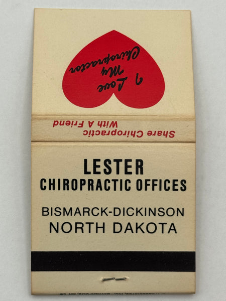 "Lester Chiropractic Offices" Bismarck, N. Dakota Vintage Feature Matchbook