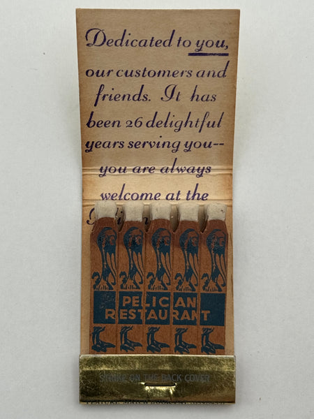 "Pelican Restaurant" Sandusky, OH Vintage Feature Matchbook