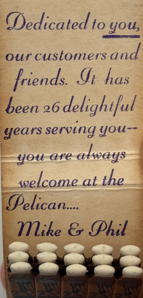 "Pelican Restaurant" Sandusky, OH Vintage Feature Matchbook