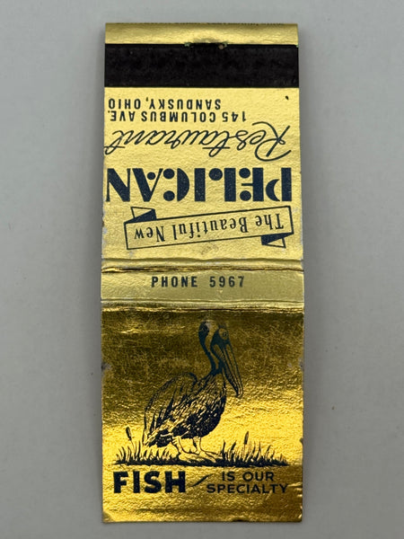 "Pelican Restaurant" Sandusky, OH Vintage Feature Matchbook