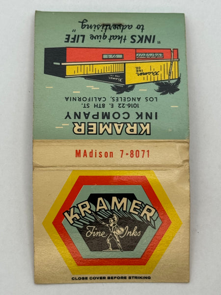 "Kramer Ink Company" Los Angeles, CA Vintage Feature Matchbook