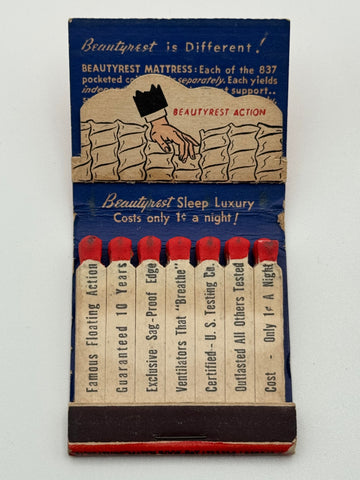 "Beautyrest Mattresses" Vintage Feature Matchbook with a Pop-Up Display!