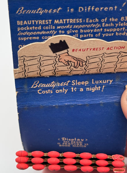 "Beautyrest Mattresses" Vintage Feature Matchbook with a Pop-Up Display!
