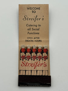 "Streifer’s" New York, NY Vintage Feature Matchbook