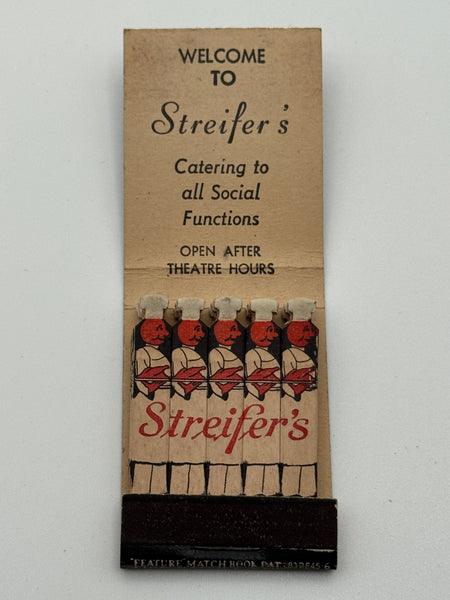"Streifer’s" New York, NY Vintage Feature Matchbook
