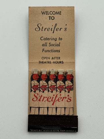 "Streifer’s" New York, NY Vintage Feature Matchbook