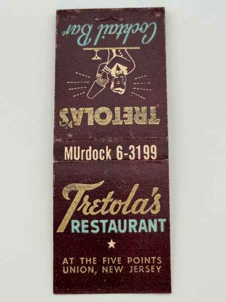 "Tretola’s Restaurant" Union, NJ Vintage Feature Matchbook