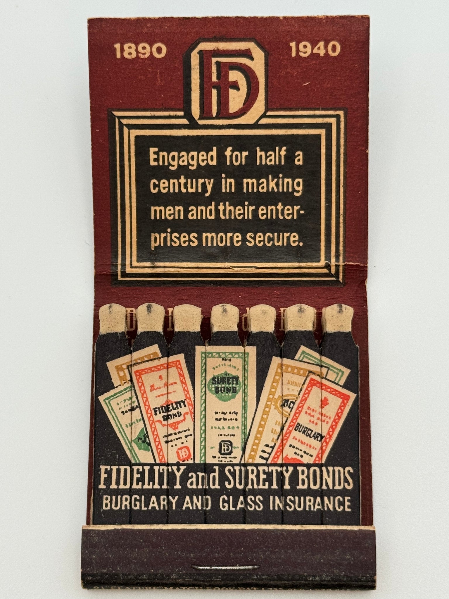 "Boston Branch of Fidelity and Deposit of Maryland" Vintage Feature Matchbook