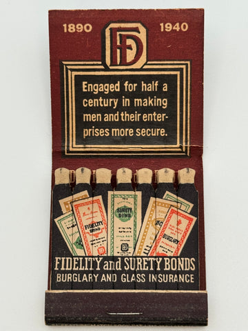 "Boston Branch of Fidelity and Deposit of Maryland" Vintage Feature Matchbook