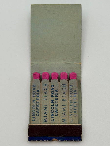"Lincoln Road Cafeteria" Miami Beach, FL Vintage Feature Matchbook B