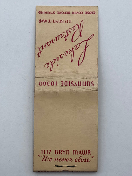 "Lakeside Restaurant" Vintage Feature Matchbook