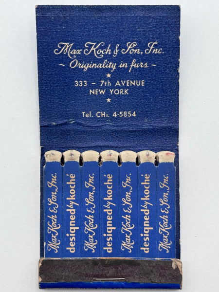 "Max Koch & Son, Inc." Vintage Feature Matchbook