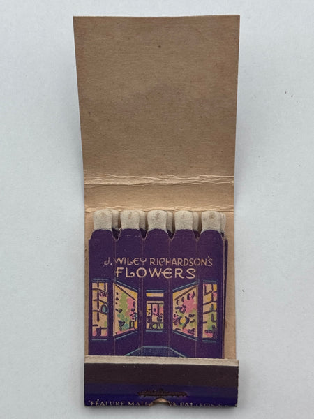 "J. Wiley Richardson’s Flower" Vintage Feature Matchbook with a Full Length Cover!