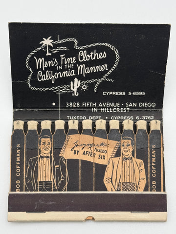 "Bob Coffman’s" San Diego,CA Vintage Feature Matchbook