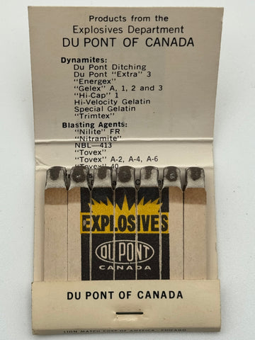 "Explosives / Du Pont of Canada" Vintage Feature Matchbook