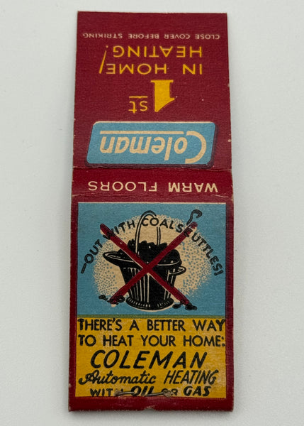 "Coleman Heating" Vintage Feature Matchbook