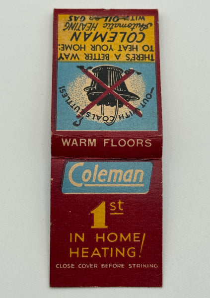 "Coleman Heating" Vintage Feature Matchbook
