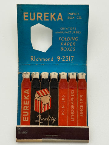 "Eureka Paper Boxes" Los Angeles,CA Vintage Feature Matchbook with a Knot-Hole Cover! -A