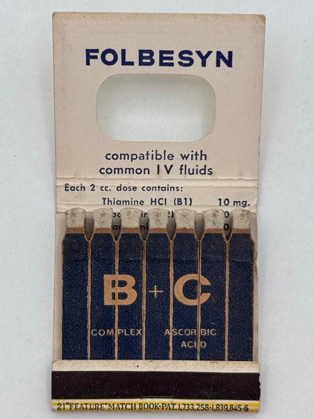 "Lederle / Folbesyn" Vintage Feature Matchbook with a Knot-Hole Cover!