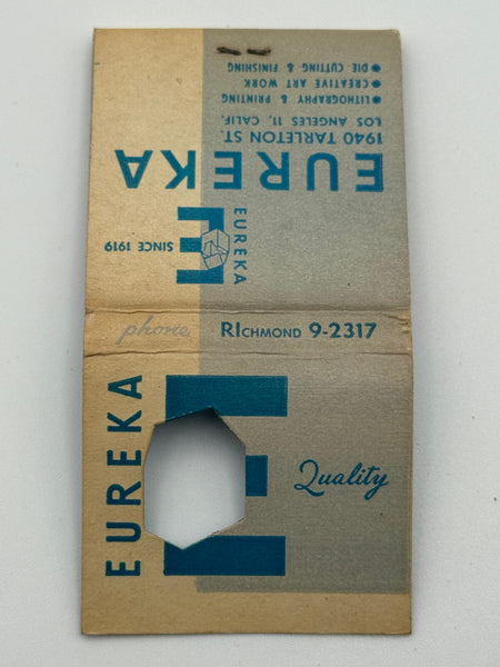 "Eureka Paper Boxes" Los Angeles,CA Vintage Feature Matchbook with a Knot-Hole Cover! -A