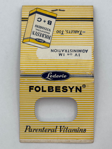 "Lederle / Folbesyn" Vintage Feature Matchbook with a Knot-Hole Cover!