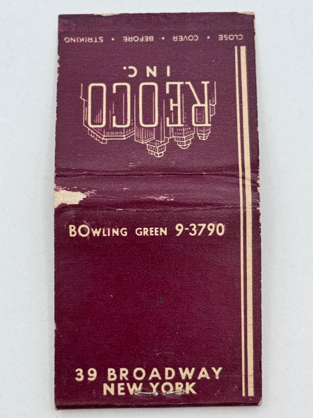 "Reoco Inc" Vintage Feature Matchbook