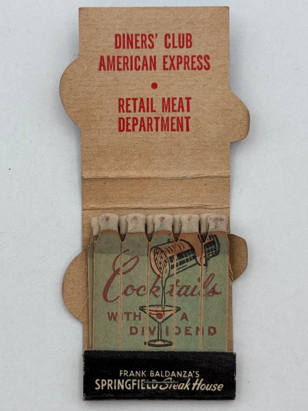 "Springfield Steak House" Vintage Feature Matchbook with a Contour Cover!