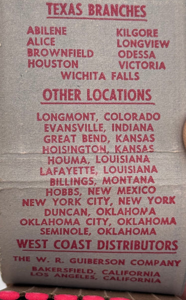 "Guiberson" Vintage Feature Matchbook