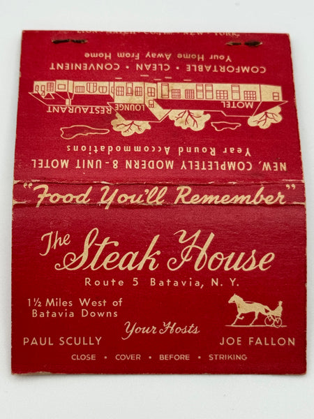 "The Steak House" Batavia, NY Vintage Feature Matchbook