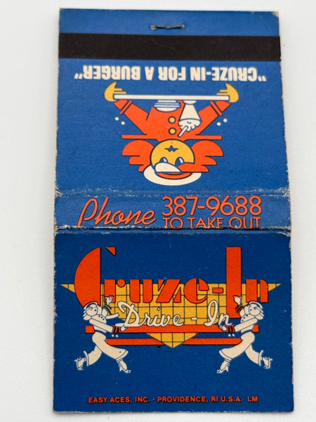 "Cruze-In Drive-In" 1973-80s Providence, RI Vintage Feature Matchbook
