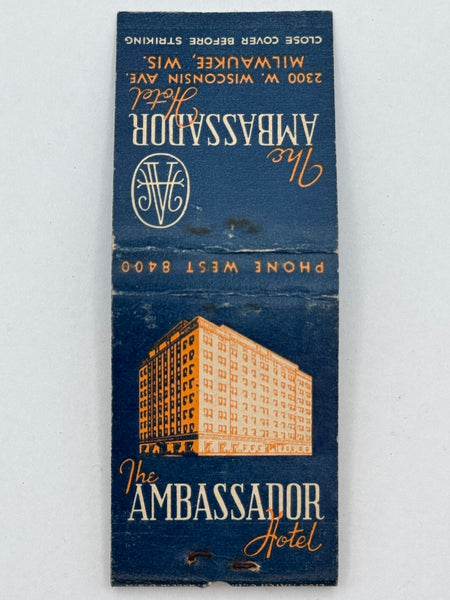 "The Ambassador Hotel" Milwaukee, WI Vintage Feature Matchbook
