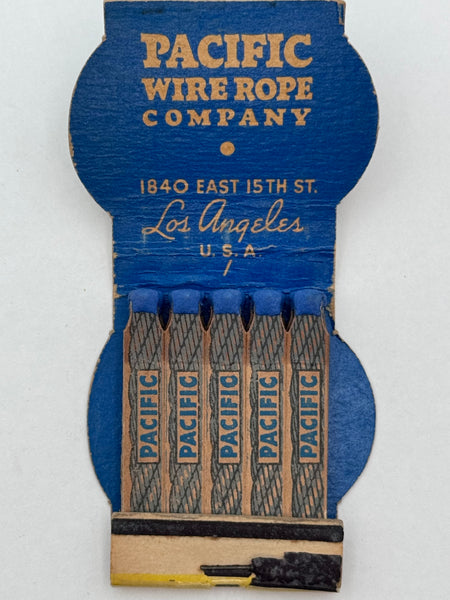 "Pacific Wire Rope Company" Los Angeles, CA Vintage Feature Matchbook with a Contour Cover!