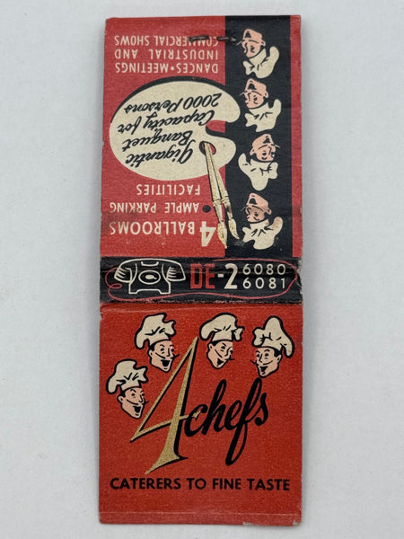 "4 Chefs" Phila, PA Vintage Feature Matchbook