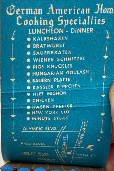 "Turner Inn Hofbrau" Los Angeles, CA Vintage Feature Matchbook -B