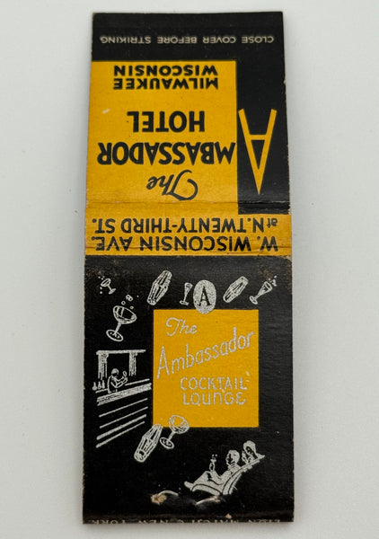 "The Ambassador Hotel" Milwaukee, WI Vintage Feature Matchbook -B
