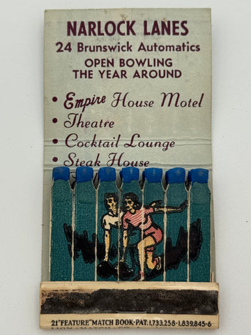 "Art Narlock’s Empire Show Bar & Bowling" Bay City, MI Vintage Feature Matchbook