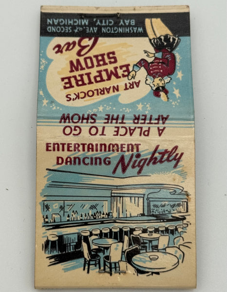 "Art Narlock’s Empire Show Bar & Bowling" Bay City, MI Vintage Feature Matchbook